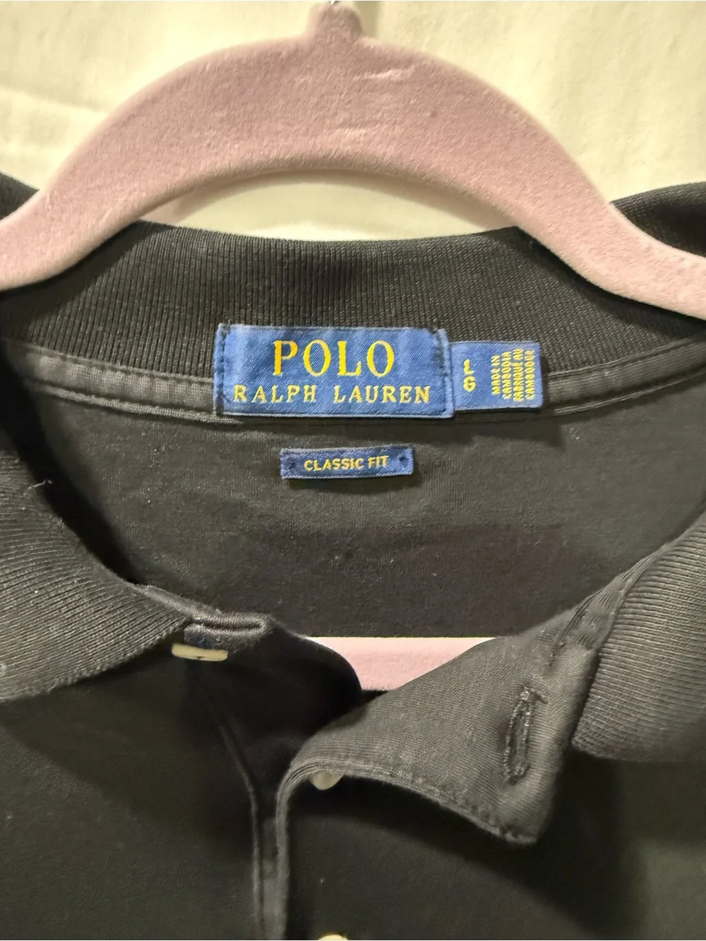 Ralph Lauren Long-Sleeve Polo Shirt in Black with Embroidered Pony